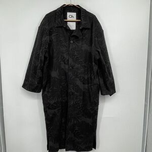 Ch. Chapter Men's Mach Palm Print Long Jacket in Charcoal Palm Print Sz M